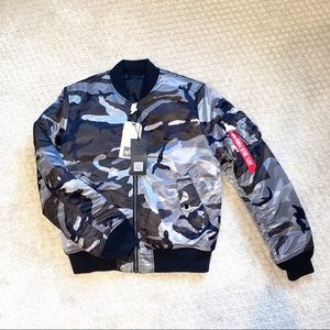 Alpha MA-1 Tonal Black Camo Slim Fit NWT - XL